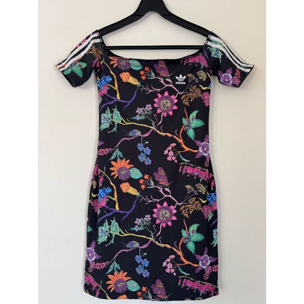 Adidas Originals The Poisonous Garden Reversible Off-the-Shoulder Dress XS - Picture 3 of 8
